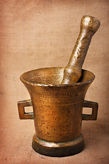 Image showing Old bronze mortar