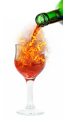 Image showing pour red fire wine