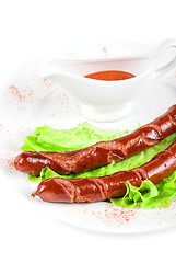 Image showing grilled sausage closeup