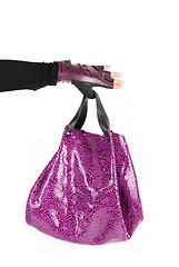 Image showing purple women bag at hand