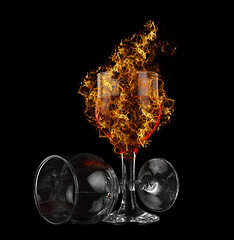 Image showing red wine fire