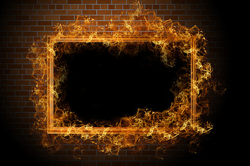 Image showing Empty frame with fire