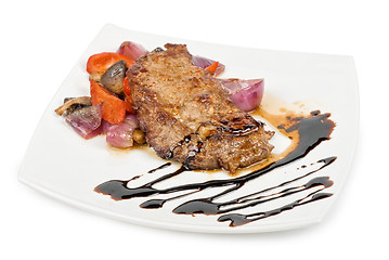 Image showing beef steak with vegetable