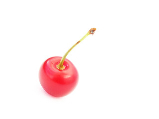 Image showing A single ripe cherry isolated on white