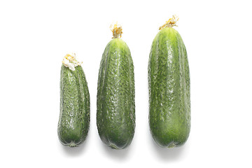 Image showing Three cucumbers isolated on white