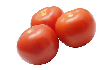 Image showing Three ripe tomatoes isolated on white