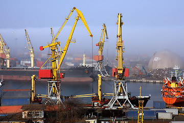 Image showing Harbour in mist