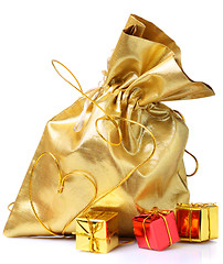 Image showing Golden bag with gifts