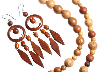 Image showing Wooden beads and earrings