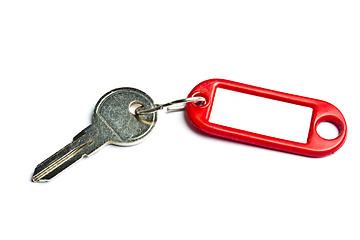 Image showing Blank tag and a key isolated on white 