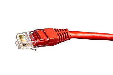 Image showing Red network plug on white 