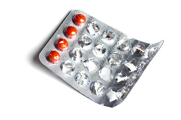 Image showing  red pills isolated on white