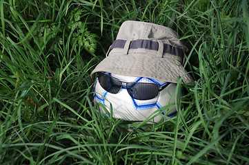 Image showing Hatted Soccer Ball with Sunglasses