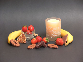 Image showing Fruit and chocolate   