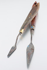 Image showing Two used painter spatullas