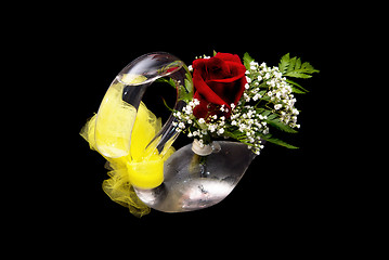 Image showing Glass Swan With Rose