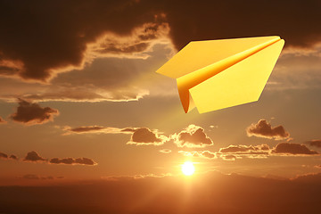 Image showing Yellow paper plane