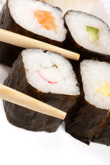 Image showing Sushi and chopsticks