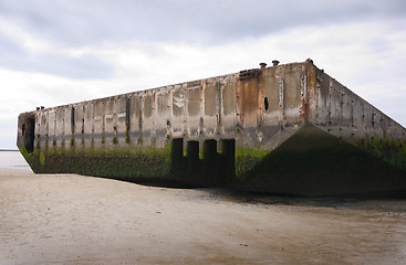 Image showing remains of artificial Mulberry Harbour at Arromanches, France