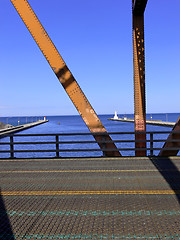 Image showing View through lift bridge  