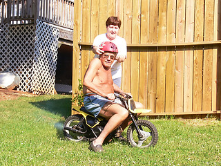 Image showing Grandpa on minibike  