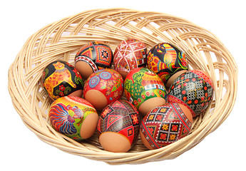 Image showing Basket with easter eggs