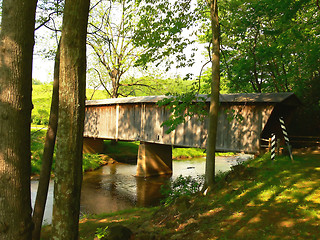 Image showing Closed wooden bridge  