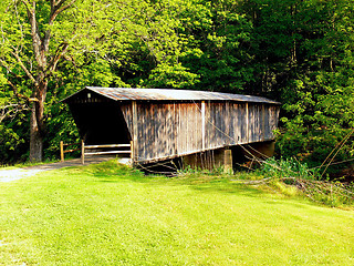 Image showing Closed wooden bridge  