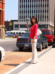 Image showing Young lady in city  