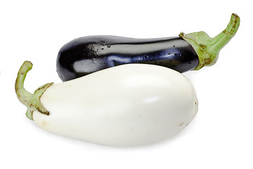 Image showing Black and white eggplants isolated on white