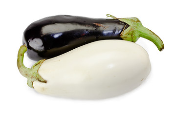 Image showing Black and white eggplants isolated on white