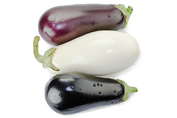 Image showing Black and white eggplants isolated on white