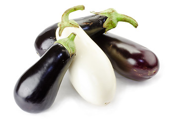 Image showing Black and white eggplants isolated on white