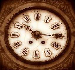 Image showing Old wooden clock