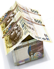 Image showing Money house made from hong kong dollars