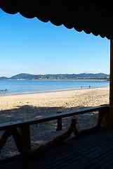 Image showing Green sea beach restaurant view in Niteroi, Rio de Janeiro, Brazil
