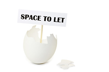 Image showing Empty eggshell as concept of estate rent