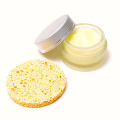 Image showing Face cream and sponge