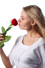 Image showing Blonde with rose.