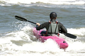 Image showing Kayaker on ocean