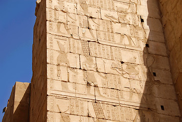 Image showing Illustrated walls of Egyptian temple Karnak in Luxor