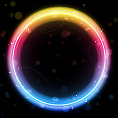 Image showing Rainbow Circle Border with Sparkles and Swirls.