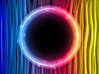 Image showing Abstract Rainbow Lines Background with Black Circle