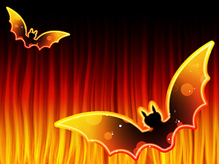 Image showing Halloween Background with Bats and Flames