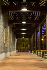 Image showing Red pillar along the corridor 