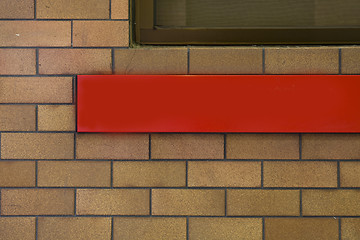 Image showing red advertisement bar outdoor