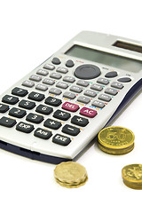 Image showing Calculator and coins