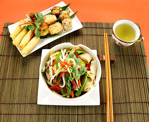 Image showing Beef Stirfry And Dimsums