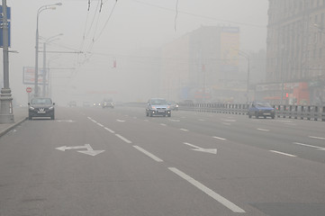 Image showing Smog over Moscow Street