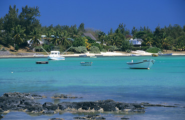 Image showing Blue lagoon at Bain Beauf beach